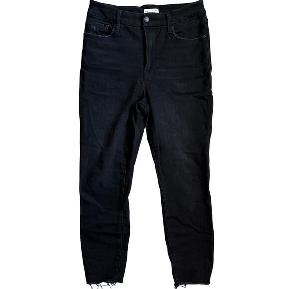 Good American Good Waist Ankle Deep V Yoke Jeans Black Size 8 - Picture 3 of 9